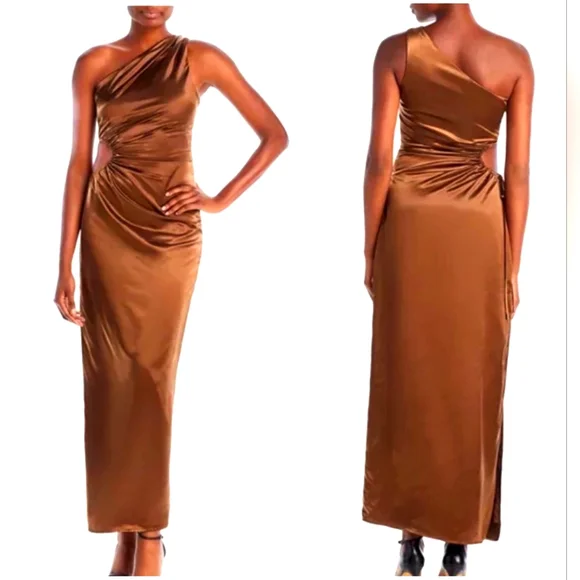 Line & dot Eliza One Shoulder dress , chocolate brown, Size XS,NWT - Picture 3 of 3